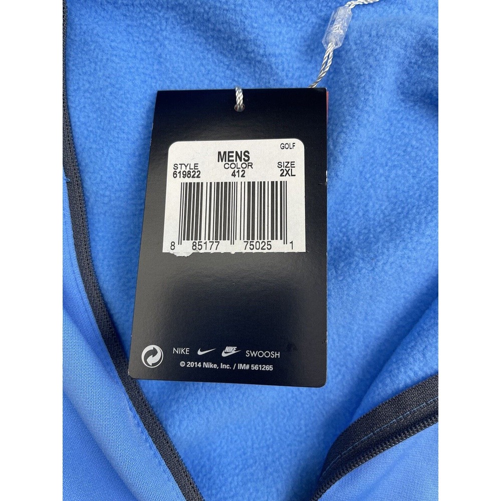 NIKE GOLF Fit 1/4 Zip Pullover Fleece Tour Performance Blue Mens 2XL NWT - Picture 7 of 13
